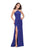La Femme - 25698 Halter Fitted Strappy Slit Dress Special Occasion Dress 00 / Dark Periwinkle