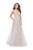 La Femme - 25701 Beaded Lace Deep V-neck Organza A-line Dress Special Occasion Dress 00 / Ivory