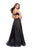 La Femme - 25701 Beaded Lace Deep V-neck Organza A-line Dress Special Occasion Dress