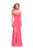 La Femme - 25735 High Neck Fitted Slit Dress Special Occasion Dress 00 / Hot Pink