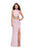 La Femme - 25746 Two Piece Beaded High Halter Sheath Dress Special Occasion Dress 00 / Light Blush
