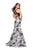 La Femme - 25756 Two Piece Deep V-neck Floral Print Mermaid Dress Special Occasion Dress
