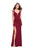 La Femme - 25761 Strappy Back Jersey Sheath Dress Special Occasion Dress 00 / Burgundy