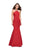 La Femme - 25763 Beaded Strappy Halter Mermaid Dress Special Occasion Dress 00 / Red