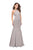 La Femme - 25763 Beaded Strappy Halter Mermaid Dress Special Occasion Dress 00 / Silver