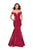La Femme - 25764 Two Tone Off-Shoulder Satin Mermaid Dress Special Occasion Dress 00 / Deep Red
