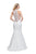 La Femme - 25792 Lace High Halter Satin Mermaid Dress Special Occasion Dress 00 / White