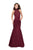 La Femme - 25792 Lace High Halter Satin Mermaid Dress Special Occasion Dress 00 / Wine