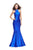 La Femme - 25838 Sleeveless High Halter Ruffled Mermaid Gown Special Occasion Dress 00 / Sapphire Blue