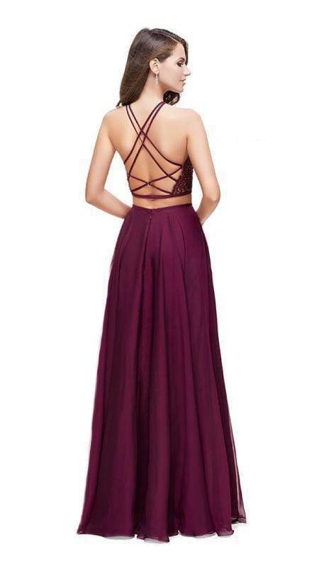 La Femme - 25843 Two-Piece Illusion Paneled Lace Bodice Chiffon Gown