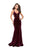 La Femme - 25866 Deep V-neck Velvet Sheath Dress Special Occasion Dress 00 / Wine