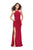 La Femme - 25883 Strappy High Halter Sheath Dress Special Occasion Dress 00 / Red