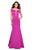 La Femme - 25903 Deep V-neck Mermaid Dress Special Occasion Dress 00 / Fuchsia