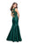 La Femme - 25972 Sleeveless Lace Cutout Back Mikado Mermaid Gown Special Occasion Dress 00 / Evergreen