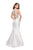 La Femme - 25972 Sleeveless Lace Cutout Back Mikado Mermaid Gown Special Occasion Dress 00 / Ivory