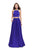 La Femme - 25978 High Halter Neck Two-Piece A-line Gown Special Occasion Dress 00 / Sapphire Blue