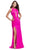La Femme - 26005 Sleeveless Halter Sheath Dress Prom Dresses 00 / Hot Pink