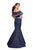 La Femme - 26013 Off The Shoulder Ruffle Denim Two Piece Gown Special Occasion Dress