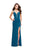 La Femme - 26023 Strappy Deep V-neck  Sheath Dress Special Occasion Dress 00 / Teal