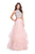 La Femme - 26077 Two-Piece Bejeweled High Halter Tulle Cascade Gown Special Occasion Dress 00 / Blush