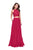 La Femme - 26087 Beaded Lace Two Piece Chiffon A-line Dress Special Occasion Dress 00 / Hot Fuchsia
