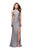 La Femme - 26141 High Halter Draped Jersey Sheath Gown Special Occasion Dress 00 / Silver
