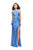 La Femme - 26141 High Halter Draped Jersey Sheath Gown Special Occasion Dress 00 / Smoky Blue