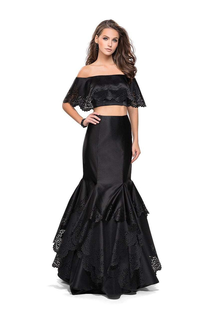 La Femme - 26193 Two Piece Laser Cut Mermaid Dress Special Occasion Dress 00 / Black