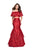 La Femme - 26193 Two Piece Laser Cut Mermaid Dress Special Occasion Dress 00 / Red