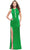 La Femme - 26235 Jewel Neck Satin Sheath Dress Evening Dresses 00 / Kelly Green