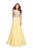La Femme - 26278 Deep Sweetheart Neck Chiffon A-line Gown Special Occasion Dress 00 / Lemon