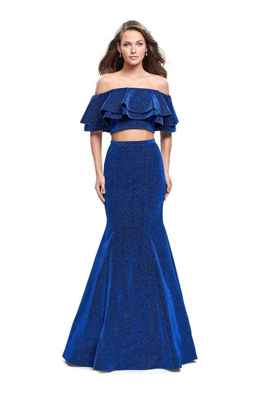 La Femme - 26324 Two Piece Ruffled Off-Shoulder Jersey Mermaid Dress