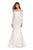 La Femme - 26393 Long Sleeve Off Shoulder Lace Trumpet Gown Special Occasion Dress 00 / White