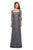 La Femme - 26427 Floral Lace Sheer Quarter Sleeve Sheath Gown Mother of the Bride Dresses 4 / Platinum