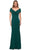 La Femme - 26519 Off Shoulder V Neck Long Sheath Jersey Gown Mother of the Bride Dresses 2 / Emerald