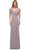 La Femme - 26519 Off Shoulder V Neck Long Sheath Jersey Gown Mother of the Bride Dresses 2 / Silver