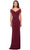 La Femme - 26519 Off Shoulder V Neck Long Sheath Jersey Gown Mother of the Bride Dresses 2 / Wine