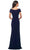 La Femme - 26519 Off Shoulder V Neck Long Sheath Jersey Gown Mother of the Bride Dresses