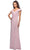 La Femme - 26523 Wide V Neck Fold over Sleeves Long Gown Evening Dresses 2 / Light Blush