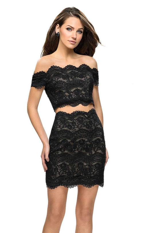 La Femme - 26666 Two Piece Scalloped Off-Shoulder Fitted Dress