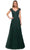 La Femme - 26942  V Neck Floral Lace Appliqued A-Line Tulle Gown Mother of the Bride Dresses 2 / Dark Emerald