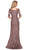 La Femme - 26943SC Bedazzled Scalloped V-neck Trumpet Dress - 1 pc Cocoa In Size 16 Available CCSALE 16 / Cocoa