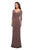 La Femme - 26955 Ruched V-neck Sheath Dress Mother of the Bride Dresses 0 / Cocoa