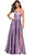 La Femme - 26994 Sexy Strappy Back Satin A-Line Evening Gown Prom Dresses 00 / Lavender/Gray