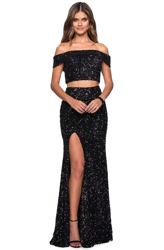 La Femme - 27020 Two Piece Off-Shoulder Sequined Gown