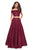 La Femme - 27028 Two-Piece Off Shoulder Scalloped Lace Gown Special Occasion Dress 00 / Burgundy