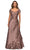 La Femme - 27033 Floral Embroidery Stretch Satin A-Line Gown Mother of the Bride Dresses 4 / Cocoa