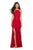 La Femme - 27046 Strappy Halter Lace Gown with Slit Special Occasion Dress 00 / Red