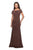 La Femme - 27067 Bateau Side Ruched Trumpet Dress Mother of the Bride Dresses 2 / Cocoa