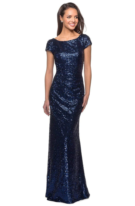 La Femme - 27079 Sequined Bateau Sheath Dress
